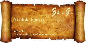 Zsidek Gyula névjegykártya